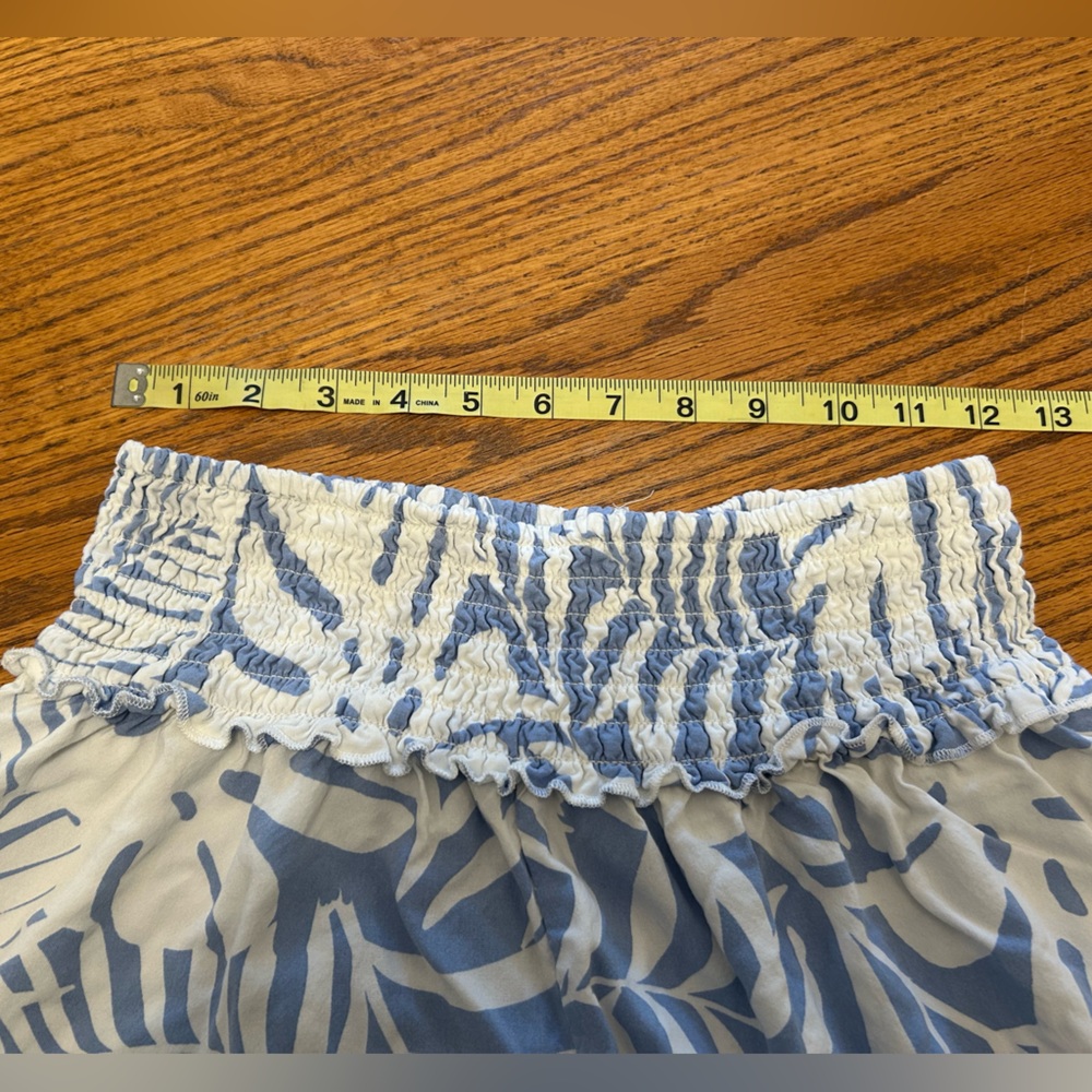 Ocean Drive Blue and Cream Palm Leaf Wide Leg Trouser Pants - Picture 6 of 10